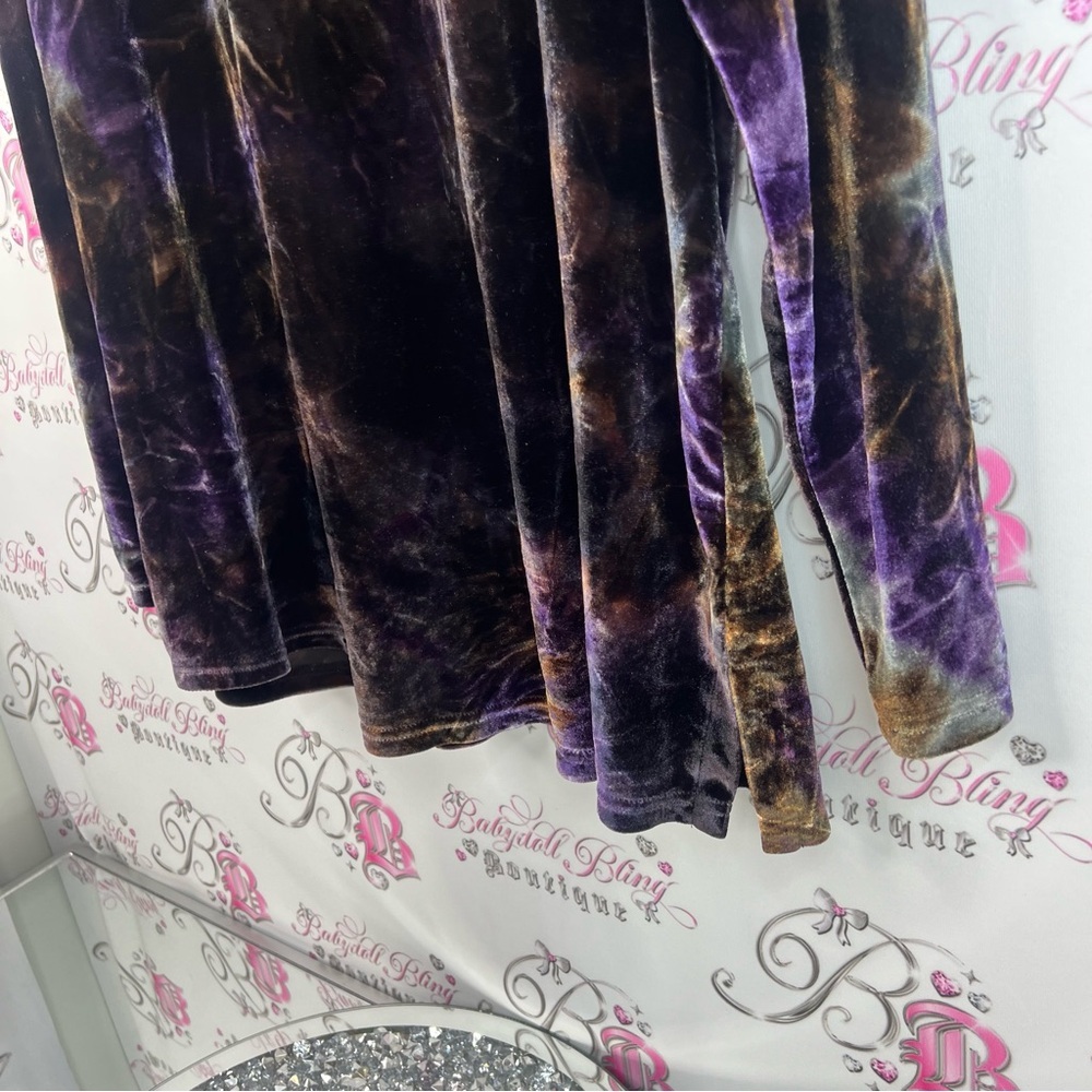 Chagall long sleeve tie dye soft Chic Velvet Long Sleeve Top in Purple and Brown - Picture 5 of 11
